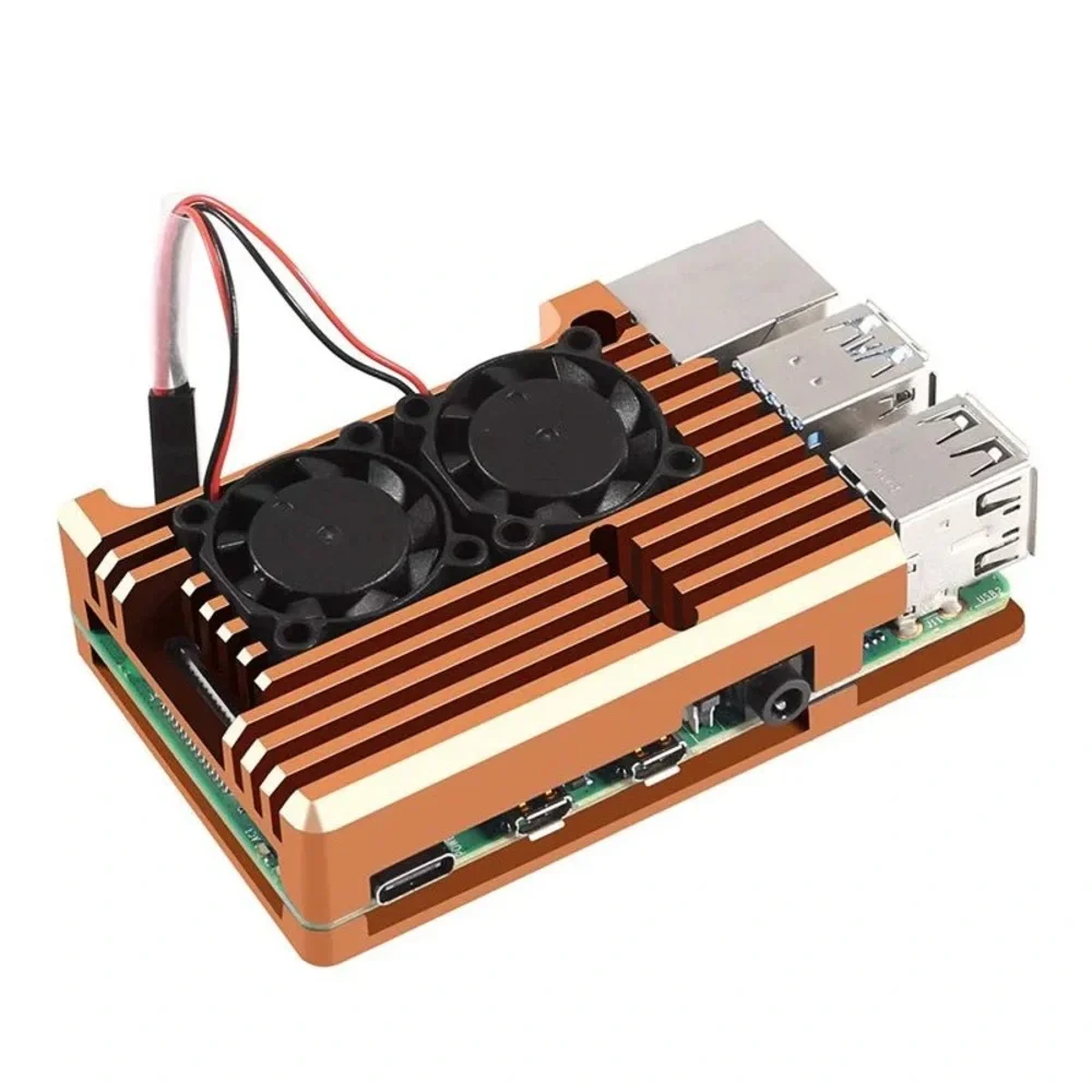 Metal Case For Raspberry Pi 4 B Armor Case with Dual Cooling Fan Aluminium